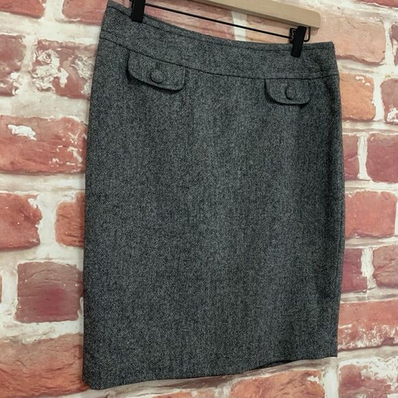 The Limited Skirt Women's Size 6 Gray Wool Blend Career Work Office Zip Up - Picture 2 of 8